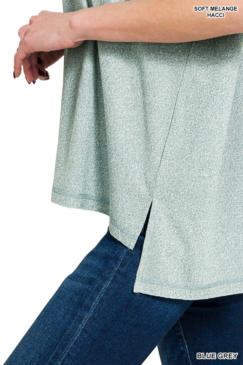 SOFT MELANGE SHORT SLEEVE HI-LOW TEE